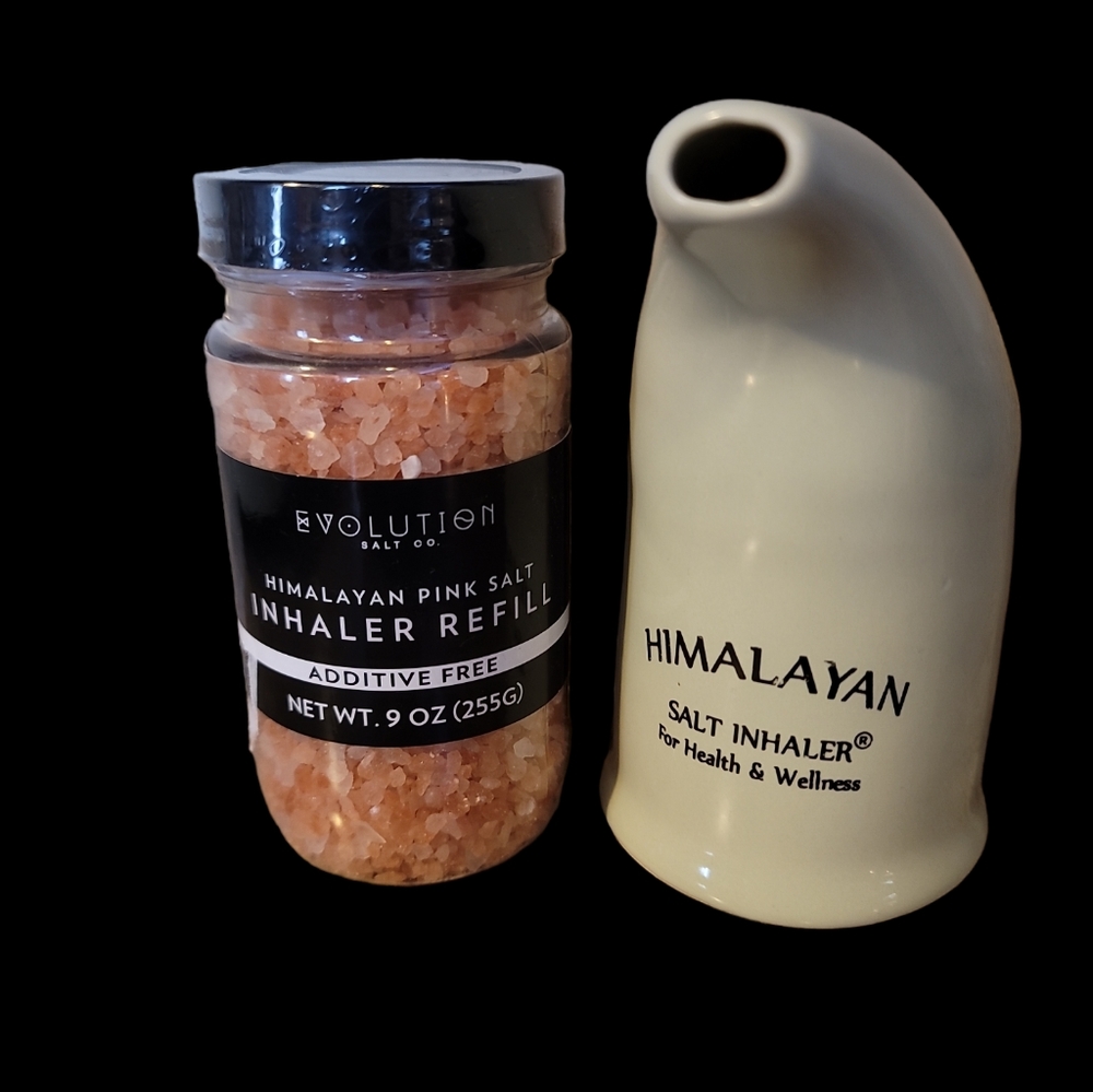 Himalayan Pink Salt Inhaler with 9oz pink salt crystals refill
